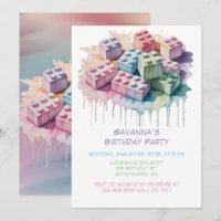 Pastel Building Block Splash Girl Birthday Party