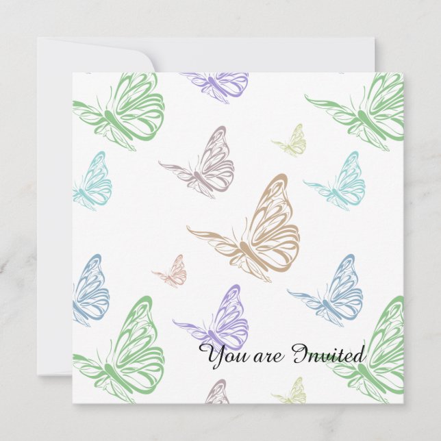 Invitation Pastel Butterflies Anniversaire (Devant)