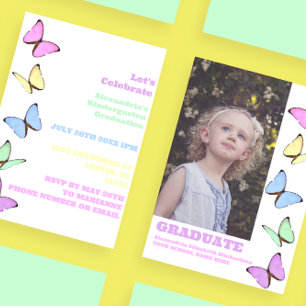 Invitation Pastel Butterflies Enfants Diplôme Photo