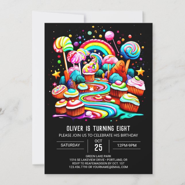 Invitation Pastel Candy fête son anniversaire (Devant)