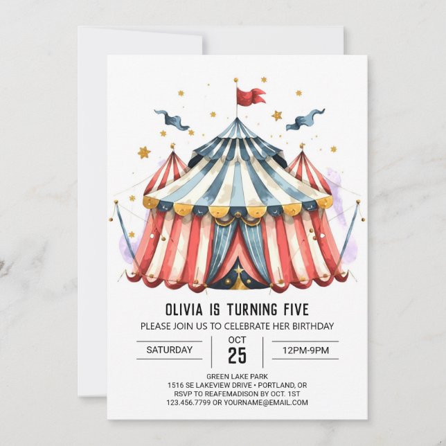 Invitation Pastel Carnival Circus Birthday (Devant)