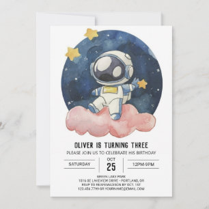 Invitation Pastel Céleste Enfants Astronaut Garçon Anniversai