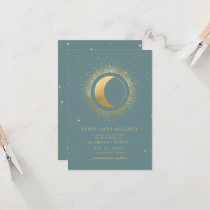 Invitation Pastel Celestial Gold Moon Photo Enregistrer La Da