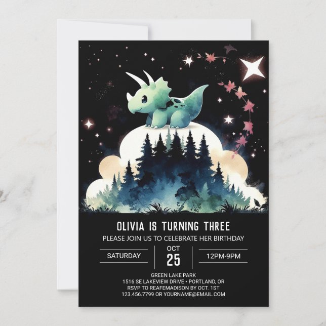 Invitation Pastel Chic Triceratops Anniversaire (Devant)