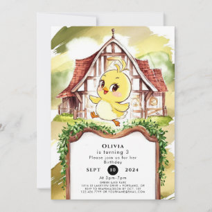 Invitation Pastel Chick Chicken Anniversaire