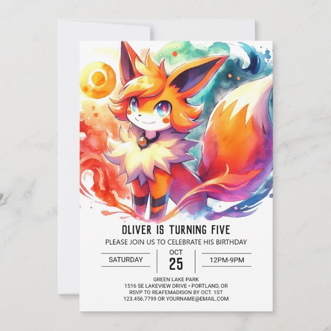 Invitation Pastel Children Fox Anniversaire (Devant)