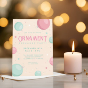 Invitation Pastel Christmas Orament Exchange Fête de Fête
