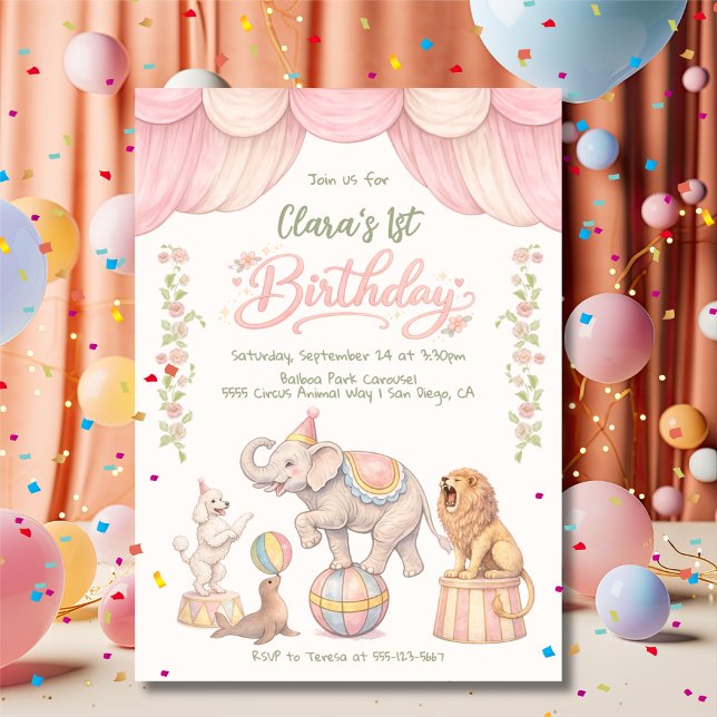 Invitation Pastel Circus Birthday Party (Créateur téléchargé)