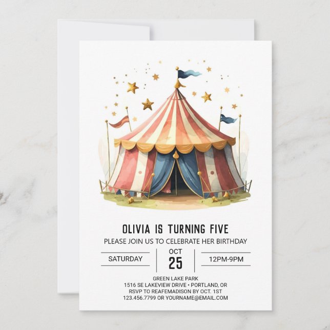 Invitation Pastel Cirque de Fête des Enfants Anniversaire (Devant)