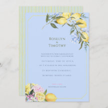 Pastel Citrus Blue Watercolor Floral Wedding