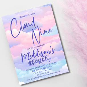 Invitation Pastel Cloud 9 Filles 9e anniversaire