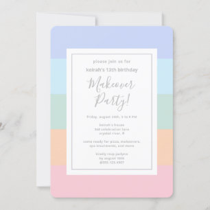 Invitation Pastel Color Block Stripes Reprise fête Anniversai