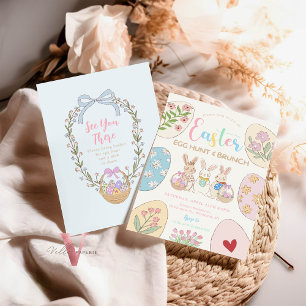 Invitation Pastel coloré dessiné à la main Fête de Brunch aux