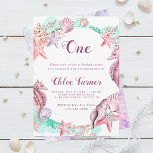 Invitation Pastel coloré sous la mer Fille Anniversaire