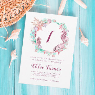 Invitation Pastel coloré sous la mer Premier anniversaire