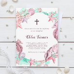 Invitation Pastel Coloré Sous Le Baptême De Mer<br><div class="desc">Personnalisez cette invitation Under the Sea baptism avec hippocampes,  étoiles de mer,  coquillages et récifs coralliens. Pour une personnalisation plus avancée de cette conception,  cliquez sur le BOUTON OUTIL DESIGN BLEU ci-dessus ! Des articles correspondants sont également disponibles.</div>