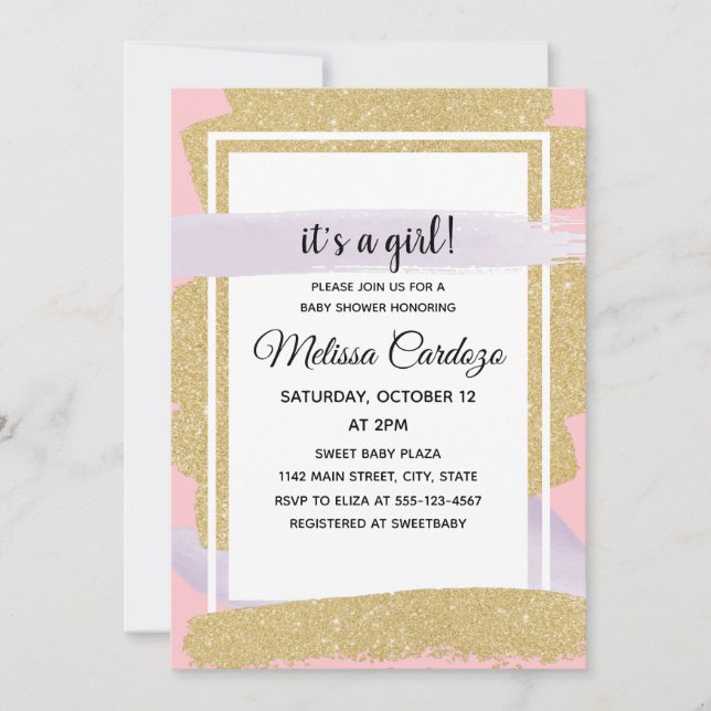 Invitation Pastel Colours Gold Parties scintillant C'est une  (Devant)