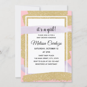 Invitation Pastel Colours Gold Parties scintillant C'est une