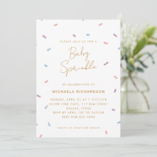 INVITATION PASTEL CONFETTI BABY SPRINKLE MODERNE MINIMAL  