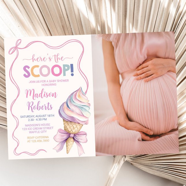 Invitation Pastel Coquette Crème glacée Fille Baby shower Pho (Créateur téléchargé)