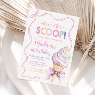 Invitation Pastel Coquette Filles de crème glacée Anniversair