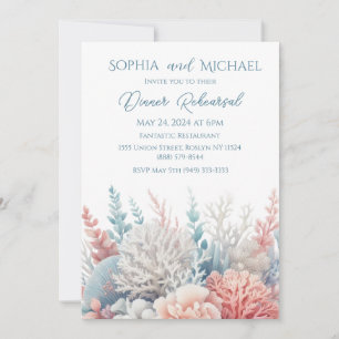 Invitation Pastel Coral Reef-Beach - Dîner de mariage