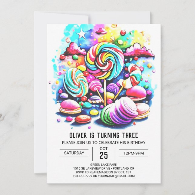Invitation Pastel Cotton Candy Anniversaire (Devant)