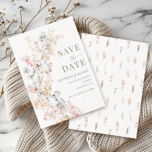 Invitation Pastel Cream Meadow Floral Enregistrer La Date