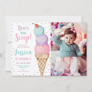 Invitation Pastel Crème de glace Anniversaire Photo