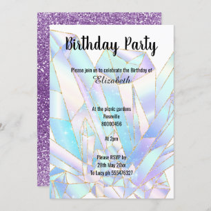 INVITATION PASTEL CRYSTAL PARTIES SCINTILLANT ANNIVERSAIRE IN