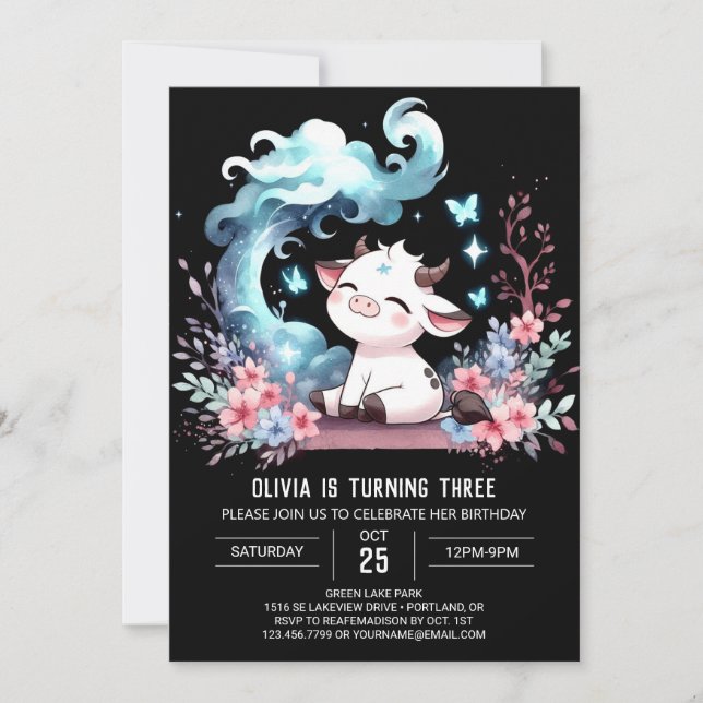 Invitation Pastel Custom Cow Anniversaire (Devant)