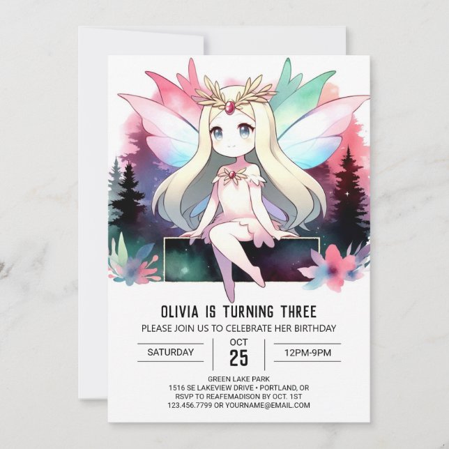 Invitation Pastel Custom Fairy Anniversaire (Devant)