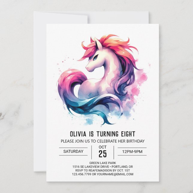 Invitation Pastel Custom Horse Anniversaire (Devant)