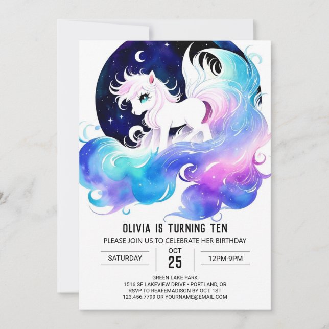 Invitation Pastel Custom Horse Anniversaire (Devant)