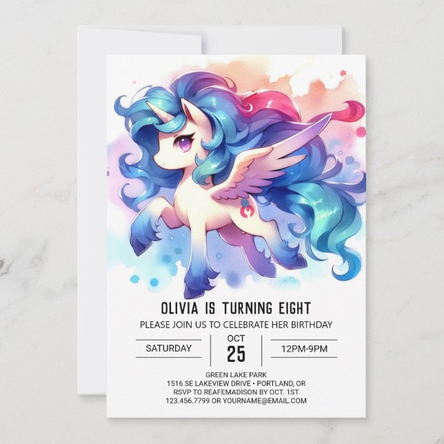 Invitation Pastel Custom Horse Anniversaire (Devant)