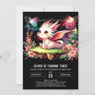 Invitation Pastel Cute Dragon Anniversaire