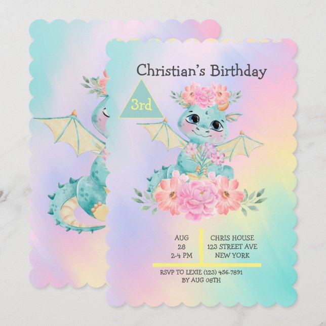 Invitation Pastel Cute Fête d'Anniversaire des filles du Drag (Devant / Derrière)