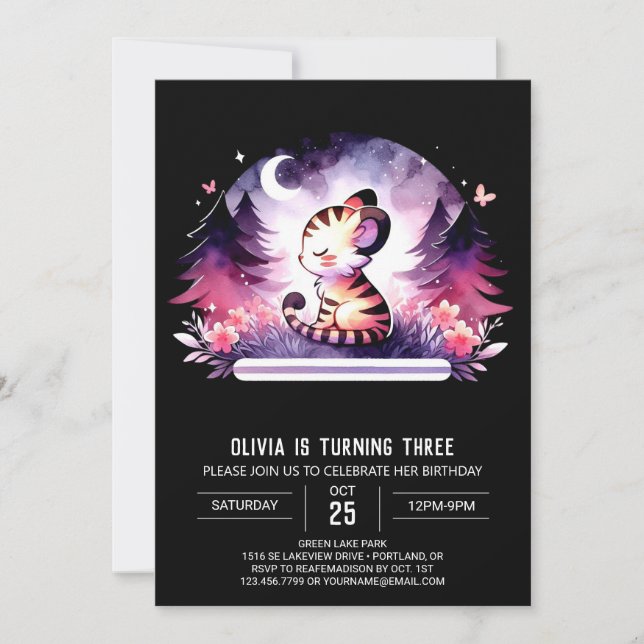 Invitation Pastel Cute Tiger Anniversaire (Devant)