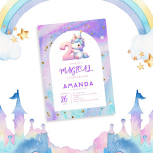 Invitation Pastel Cute Unicorn Girl 2e anniversaire