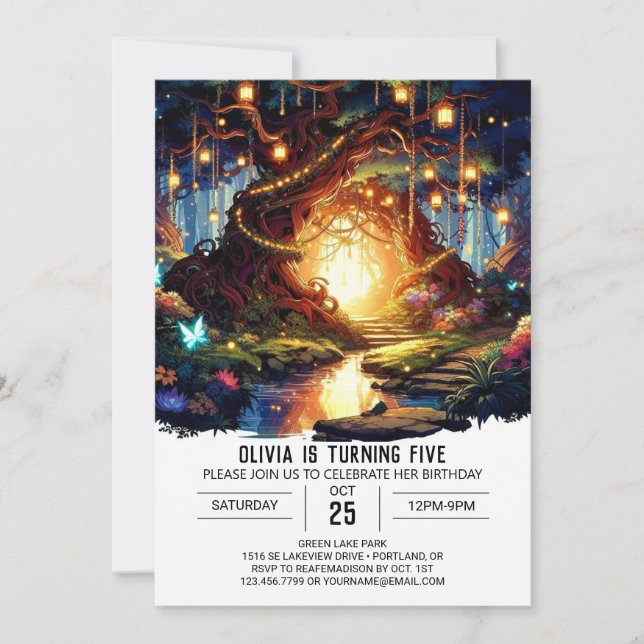 Invitation Pastel Cute Woodland Digital Anniversaire (Devant)