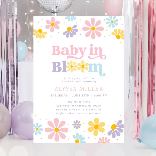 Invitation Pastel Daisy Baby dans le Baby shower en fleurs (Créateur téléchargé)