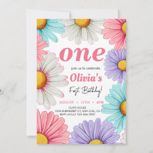Invitation Pastel Daisy Fille anniversaire