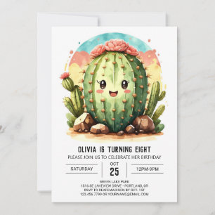 Invitation Pastel Desert Happy Cactus Girl Birthday