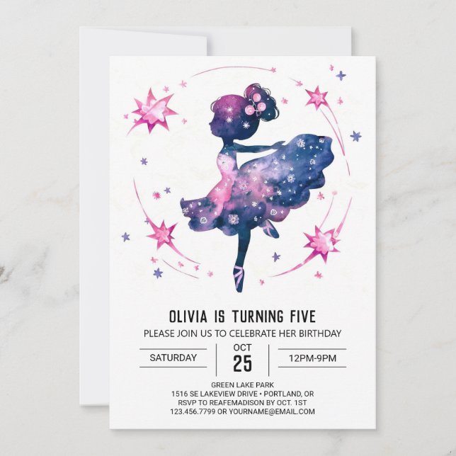 Invitation Pastel Digital Ballerina Anniversaire (Devant)