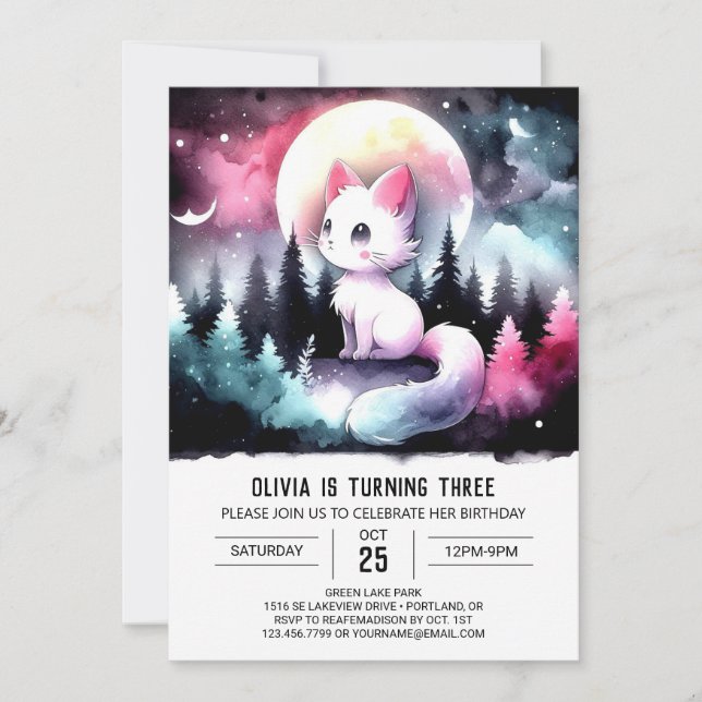 Invitation Pastel Digital Cat Anniversaire (Devant)