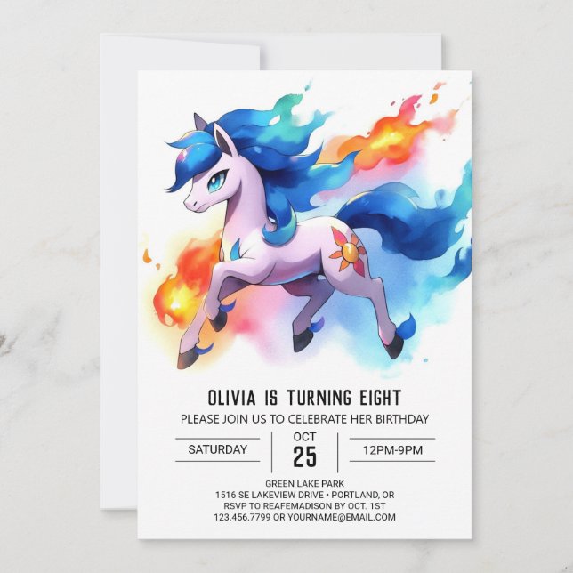 Invitation Pastel Digital Horse Anniversaire (Devant)
