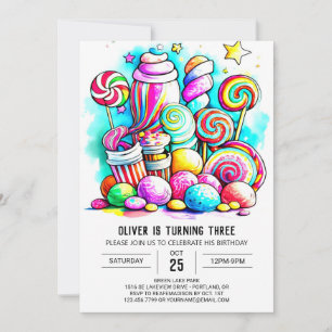 Invitation Pastel Donut Candyland Editable Anniversaire