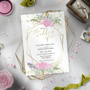 Invitation Pastel doré Couleur Fleur sauvage Printemps mariag