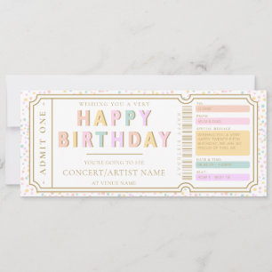 Invitation Pastel Dot Fake Concert Billet cadeau Billet cadea