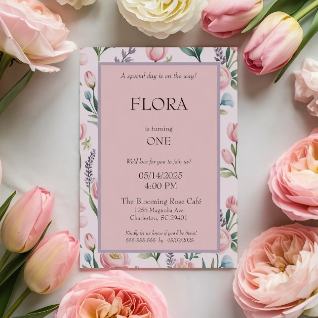 Invitation Pastel Doux personnalisé Roses Floraux & Tulipes (Créateur téléchargé)